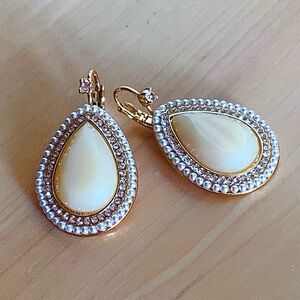 Kate Spade Cream and Gold Teardrop Earrings